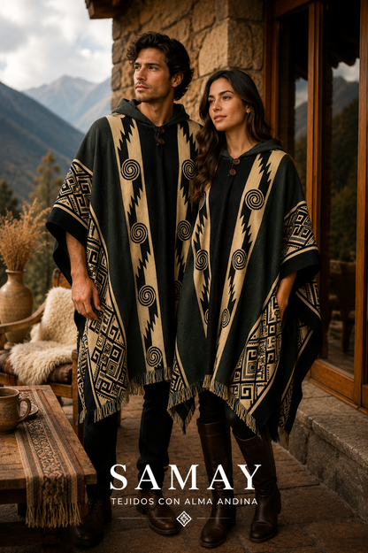Poncho artesanal Caminos Ancestrales lifestyle unisex