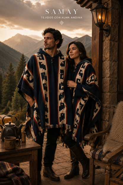 Poncho artesanal Huellas Andinas lifestyle unisex