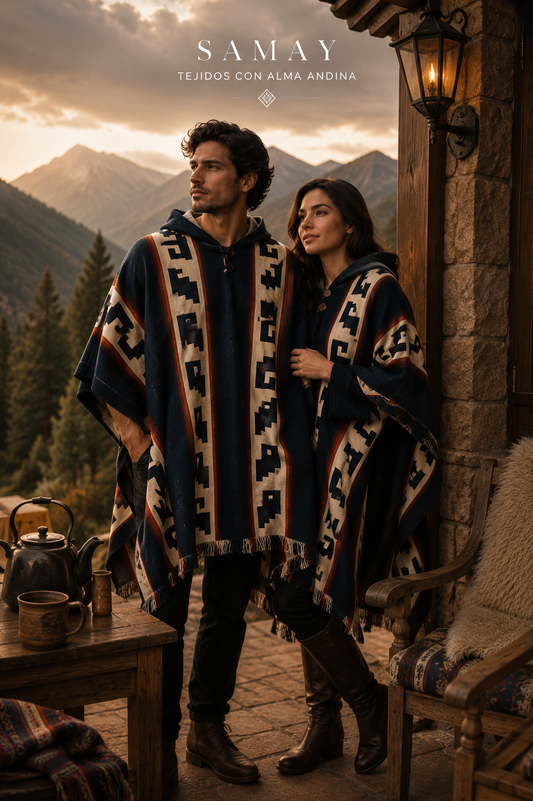 Poncho artesanal Huellas Andinas lifestyle unisex