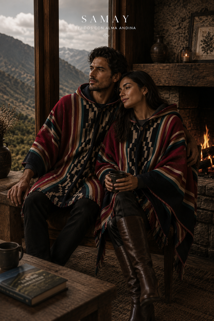 Poncho artesanal Sendero Ancestral lifestyle unisex