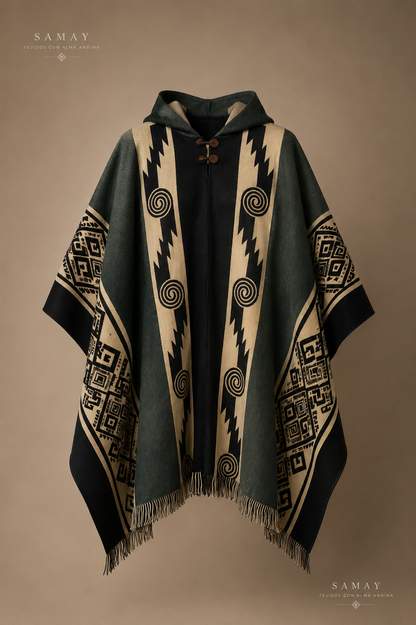 Poncho artesanal Caminos Ancestrales vista completa