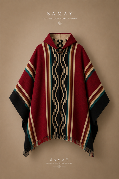 Poncho artesanal Sendero Ancestral vista completa