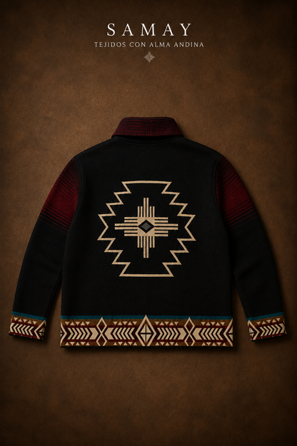 Chaqueta Andina Allpa Tejida vista completa de espaldas
