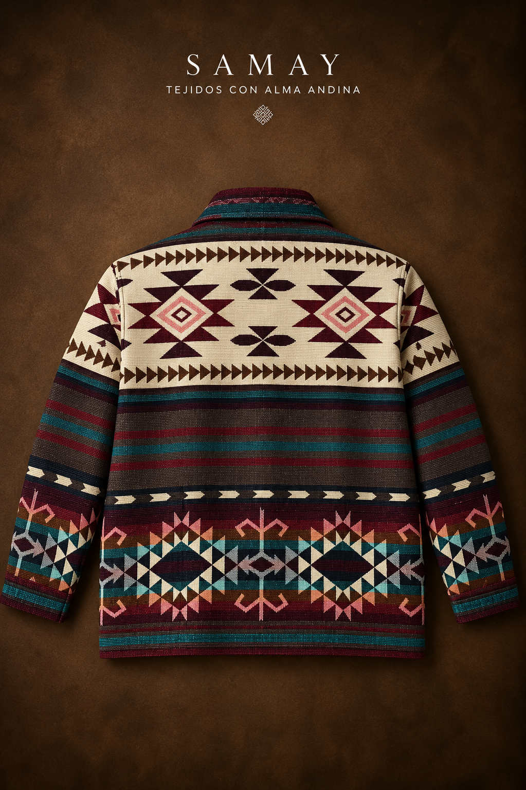 Chaqueta Andina Inti Tejida vista completa de espaldas