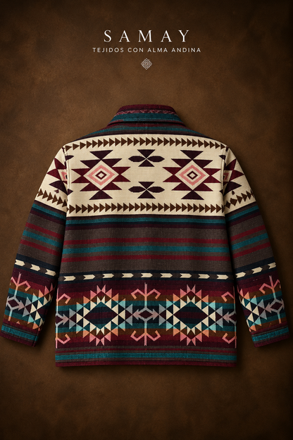 Chaqueta Andina Inti Tejida vista completa de espaldas