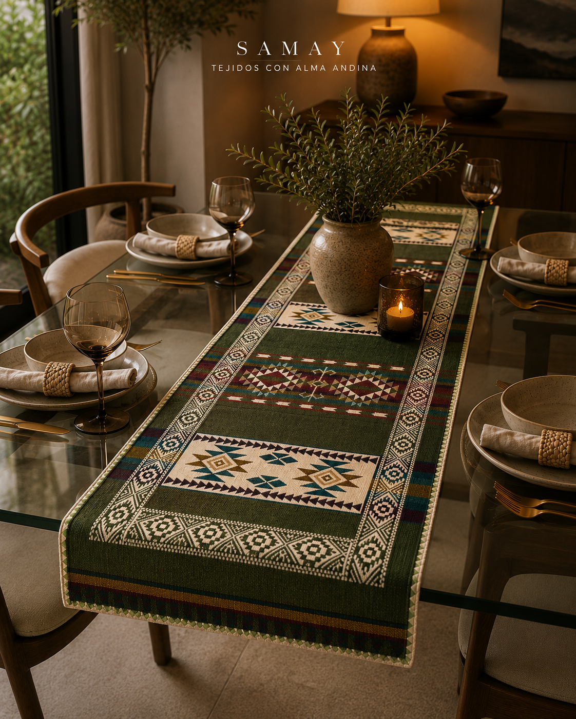 Pieza Textil Decorativa Q´ori Andes uso 1: camino de mesa
