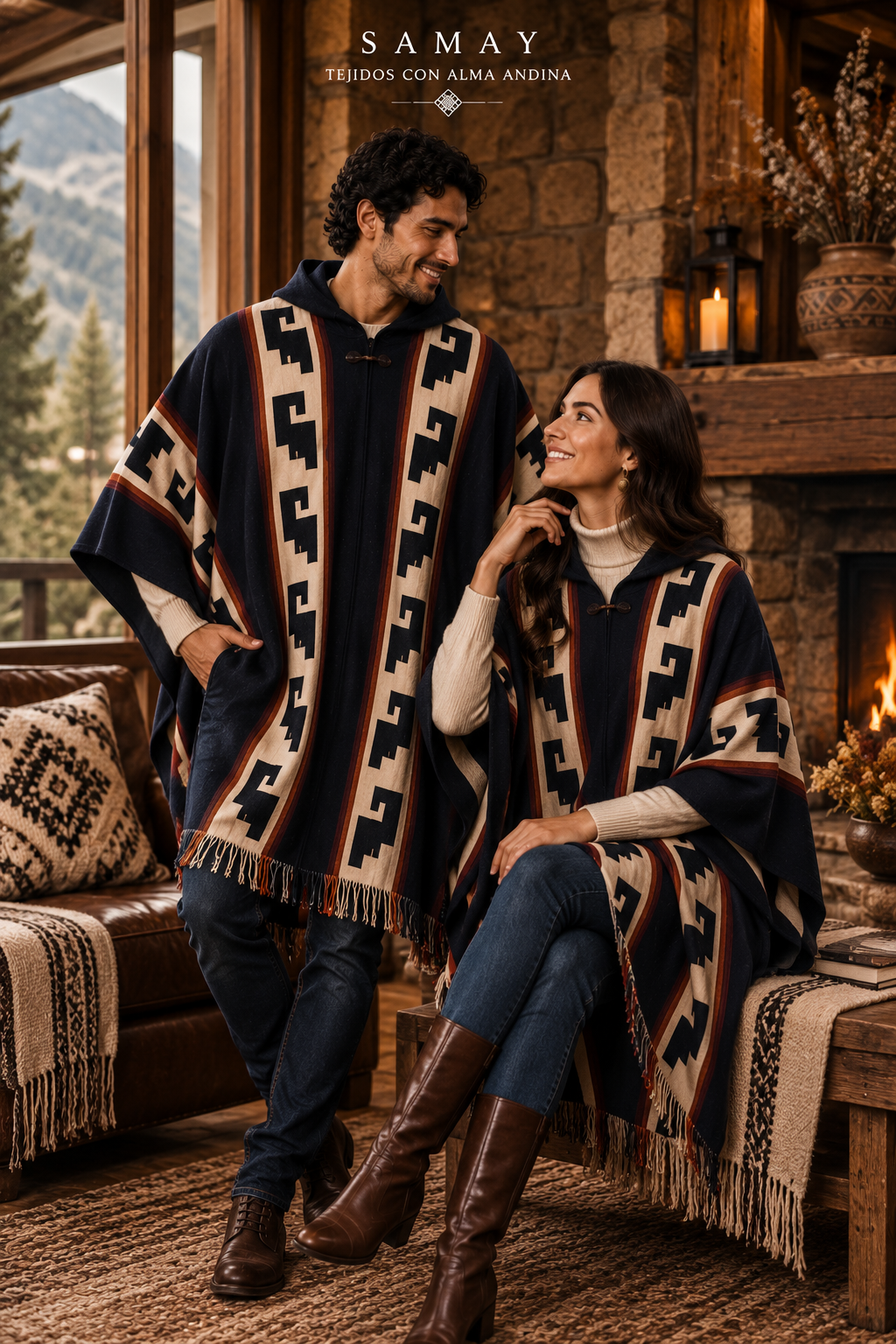 Poncho artesanal Huellas Andinas Outfit Alternativo unisex