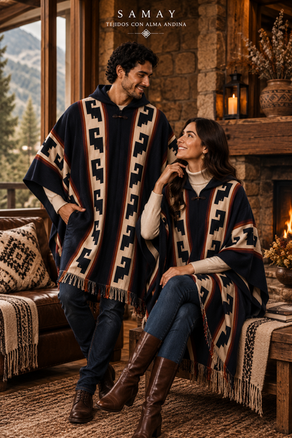 Poncho artesanal Huellas Andinas Outfit Alternativo unisex
