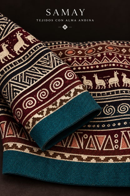 Chaqueta Andina Kawsay textura del tejido