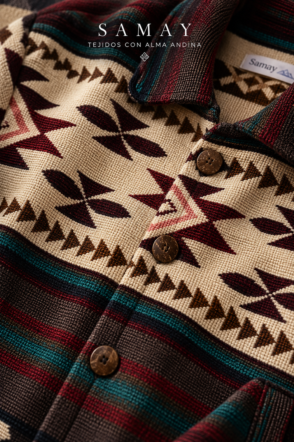 Chaqueta Andina Inti Tejida textura del tejido