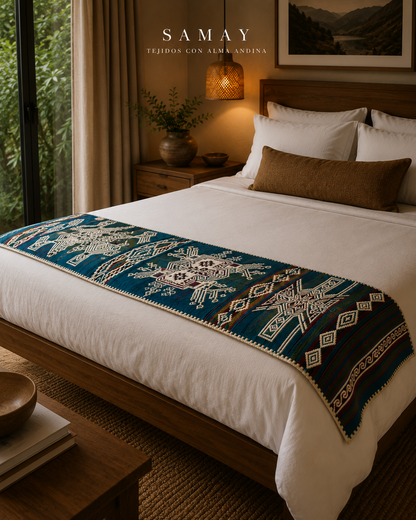Pieza Textil Decorativa Qhapaq Memorias uso 3: pie de cama