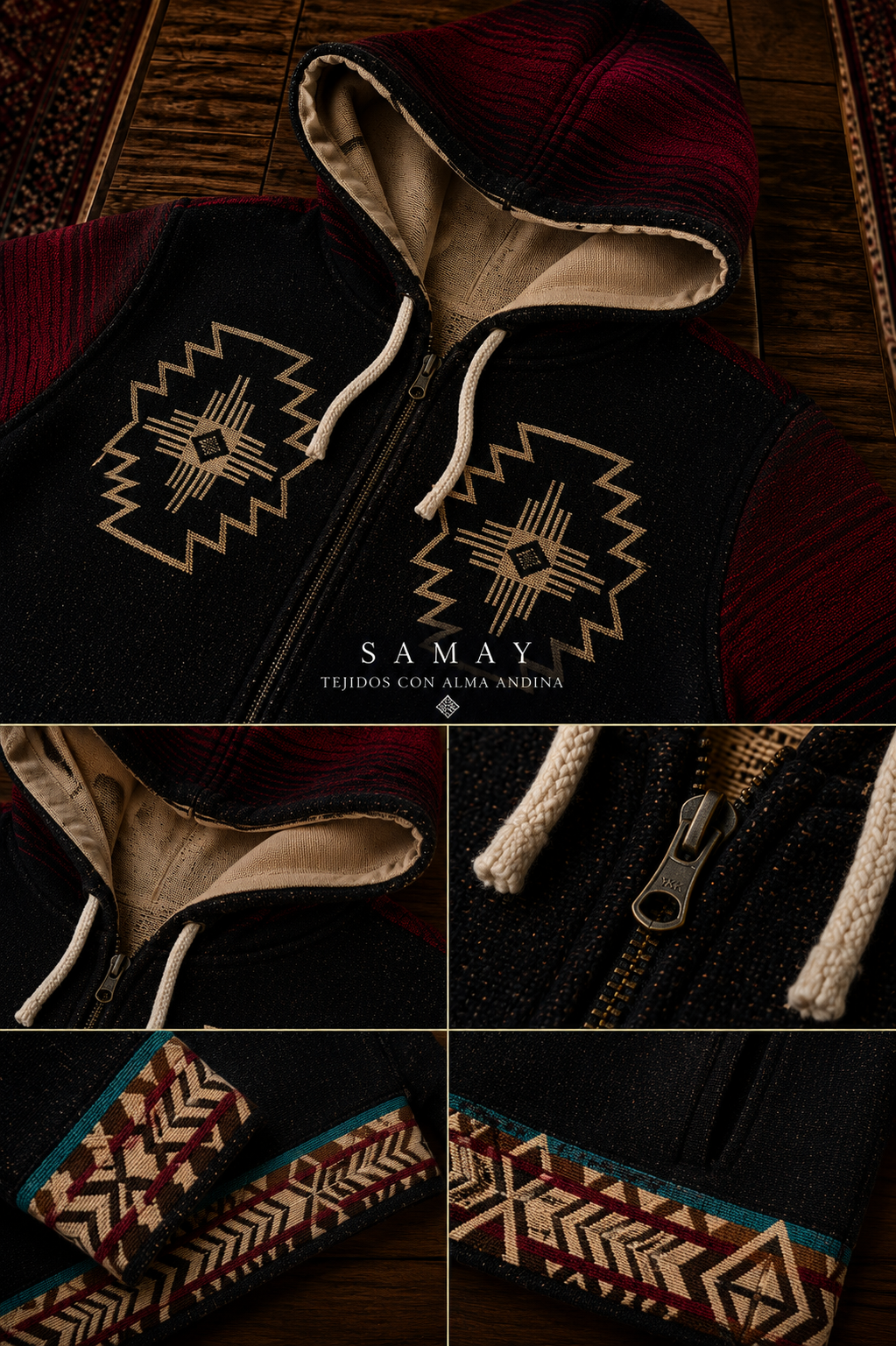 Chaqueta Andina Awayu de los Andes detalle artesanal y de diseño