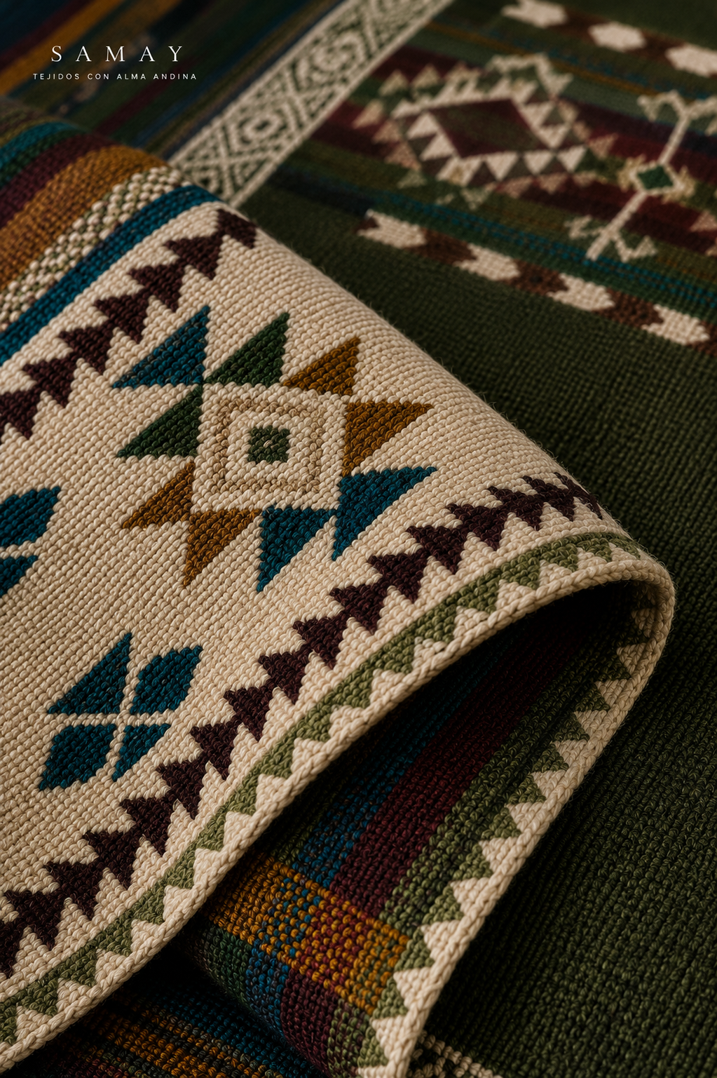 Pieza Textil Decorativa Q´ori Andes textura de tejido