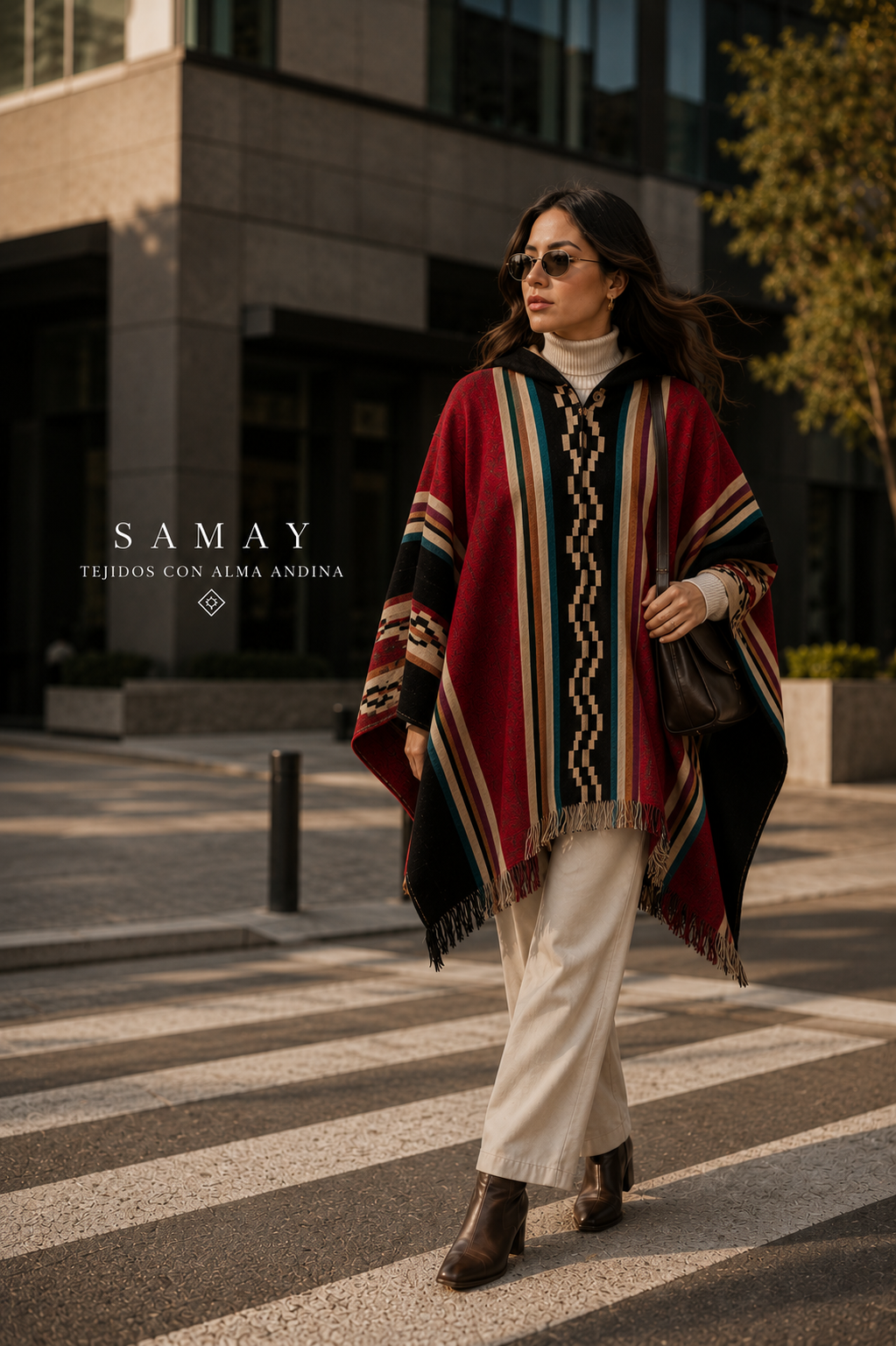 Poncho artesanal Sendero Ancestral lifestyle alternativo mujer