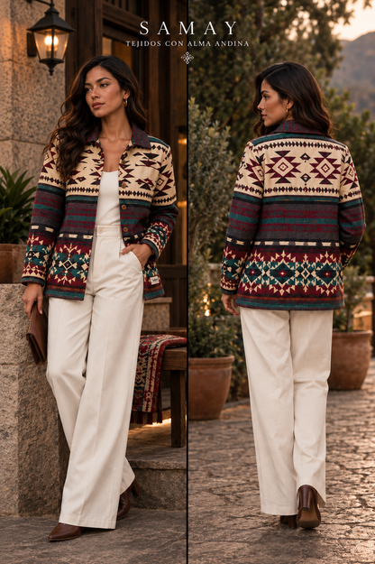 Chaqueta Andina Inti Tejida lifestyle alternativo mujer