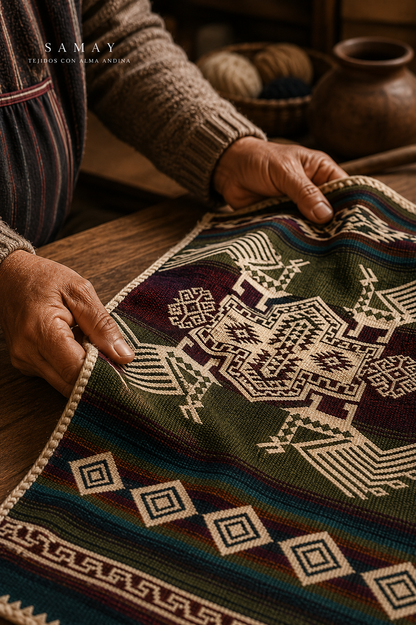 Pieza Textil Decorativa Qhapaq Memorias detalle artesanal