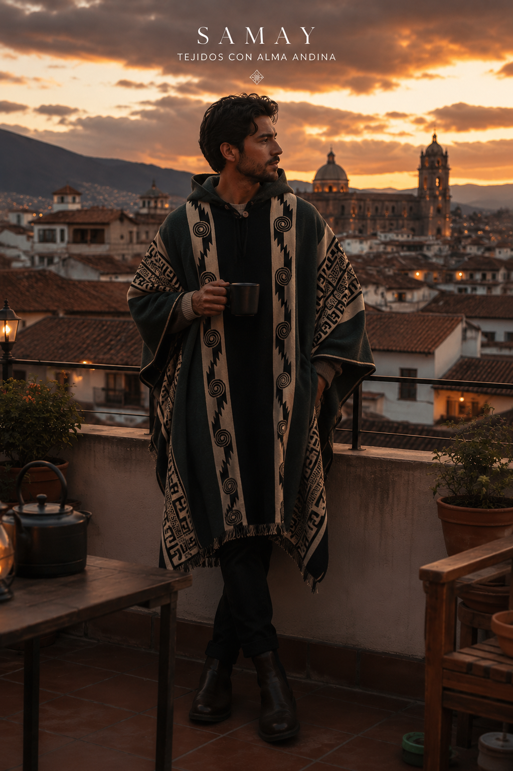 Poncho artesanal Caminos Ancestrales lifestyle alternativo hombre