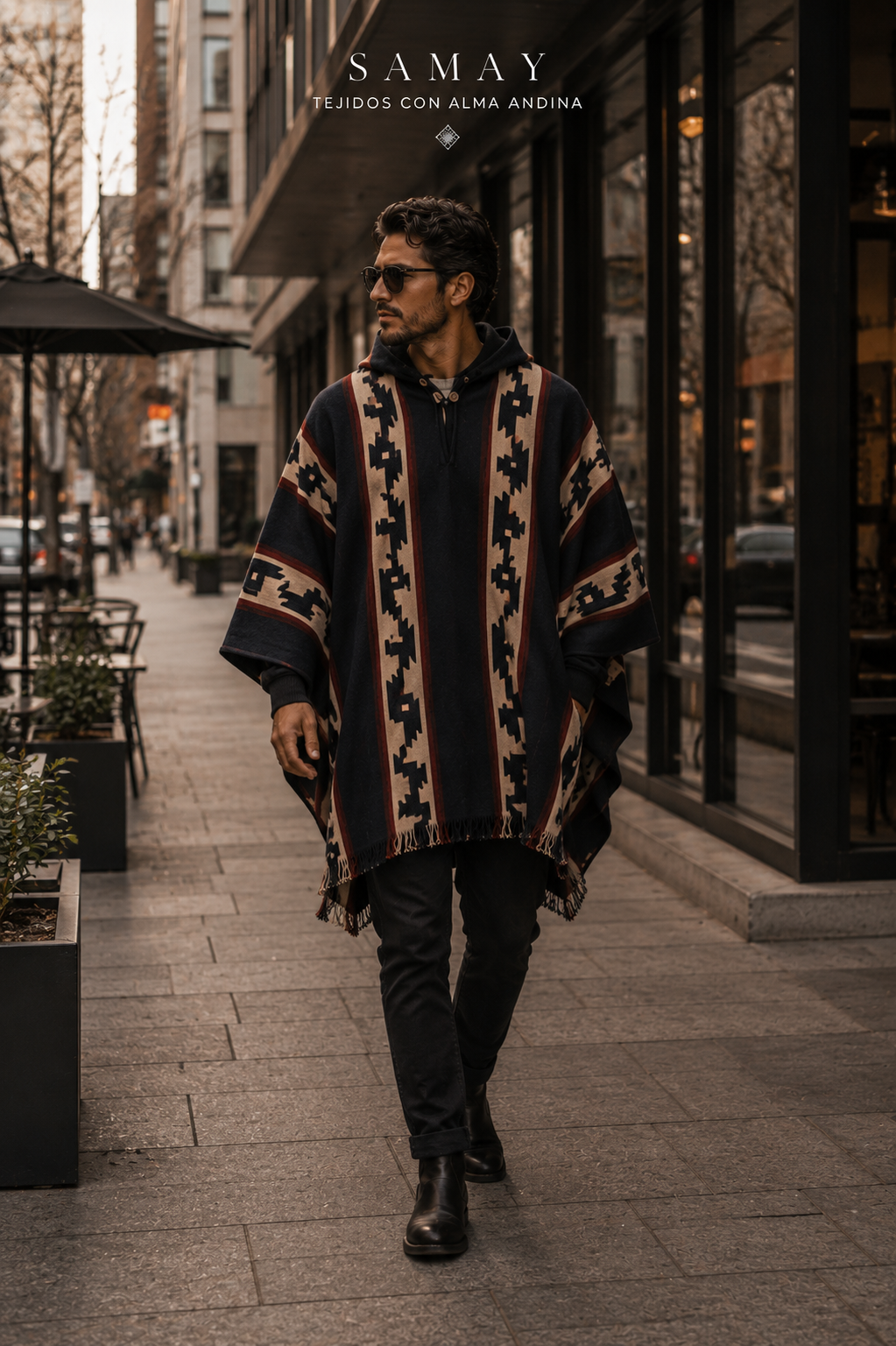 Poncho artesanal Huellas Andinas lifestyle alternativo hombre