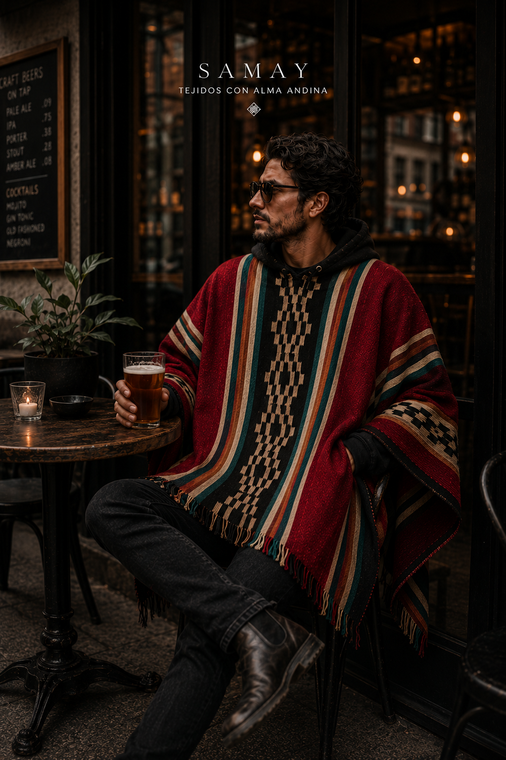 Poncho artesanal Sendero Ancestral lifestyle alternativo hombre