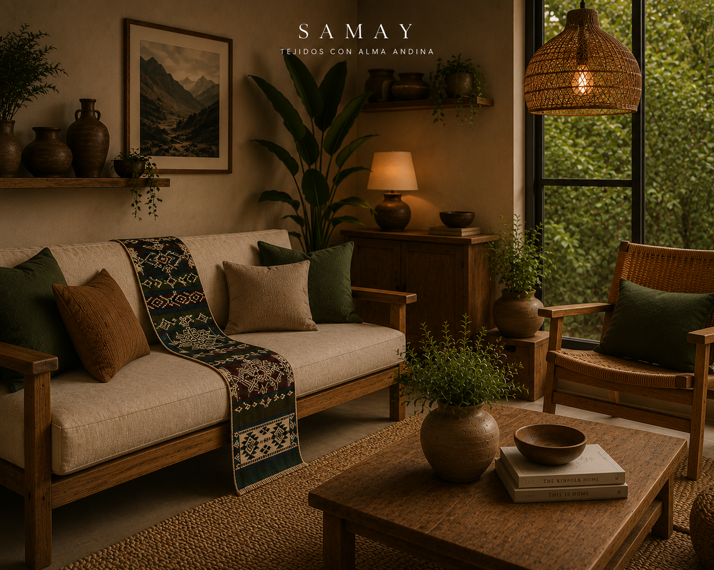 Pieza Textil Decorativa Q´ori Andes ambiente inspiración
