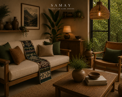 Pieza Textil Decorativa Q´ori Andes ambiente inspiración