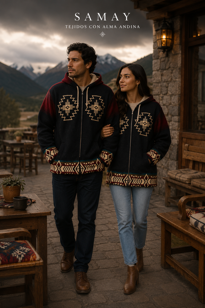 Chaqueta Andina Awayu de los Andes lifestyle alternativo pareja
