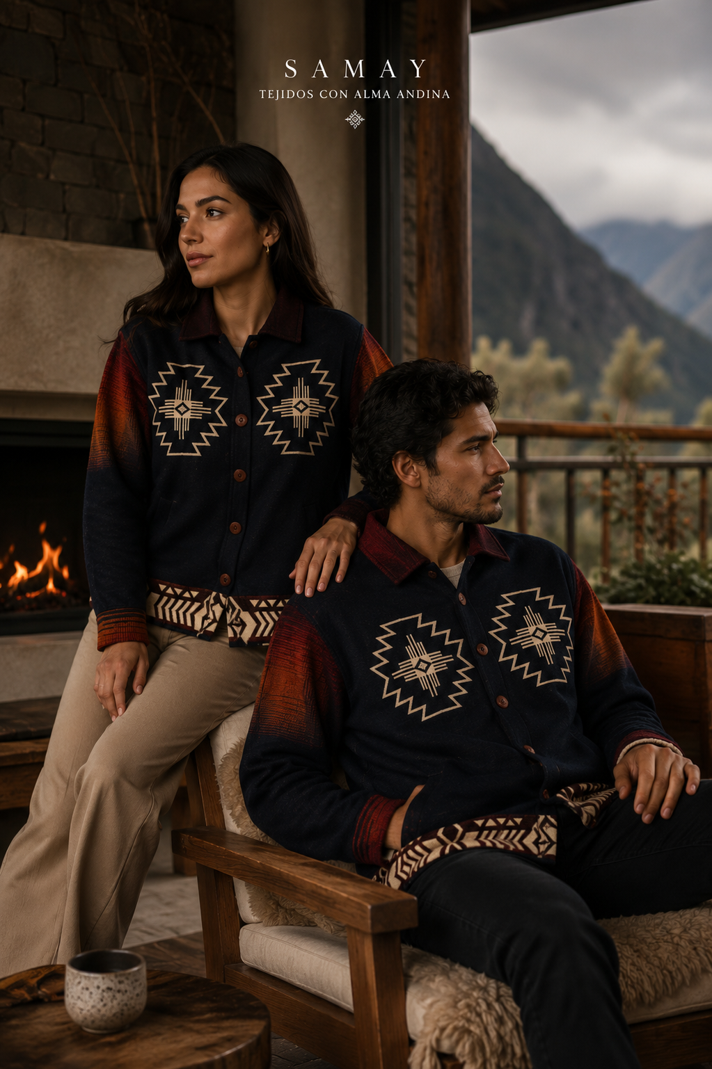 Chaqueta Andina Allpa Tejida lifestyle alternativo pareja