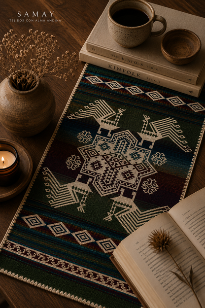 Pieza Textil Decorativa Qhapaq Memorias composición con elementos